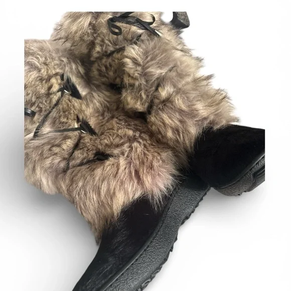 💯NWOT Women's Luxe OSCAR SPORTBlack and Tan Fur Winter Boots 🤩 - Picture 4 of 12